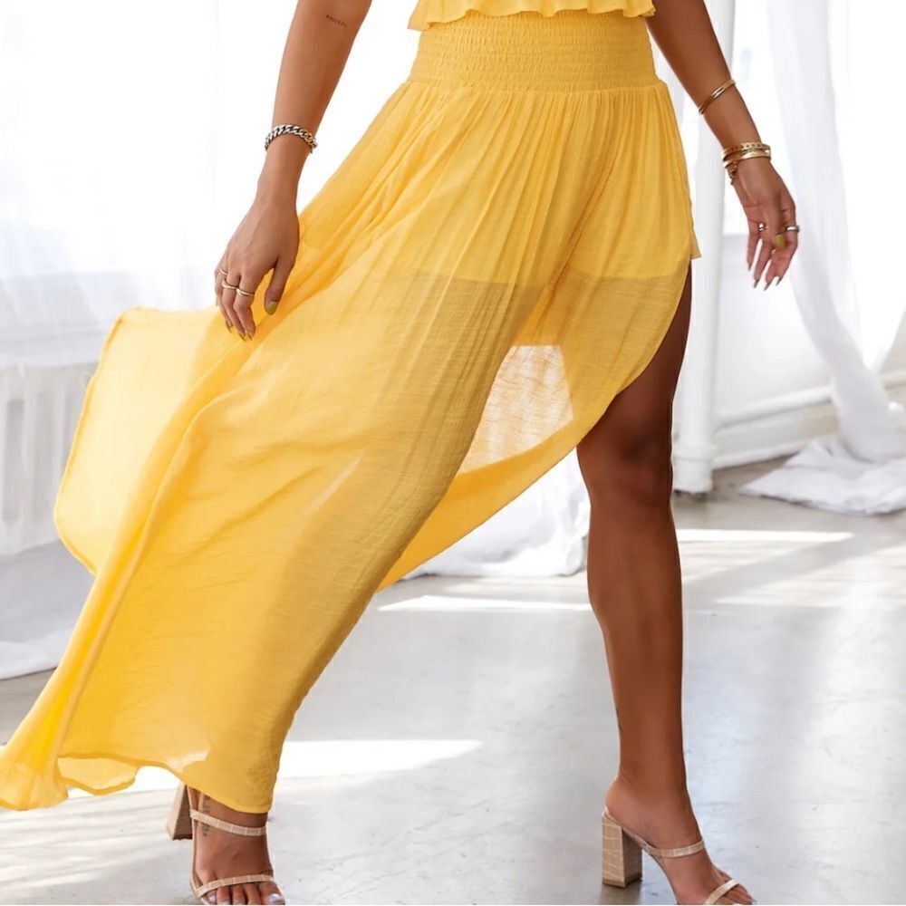 Hello Molly STAY FUN MAXI SKIRT in MUSTARD NWT 2